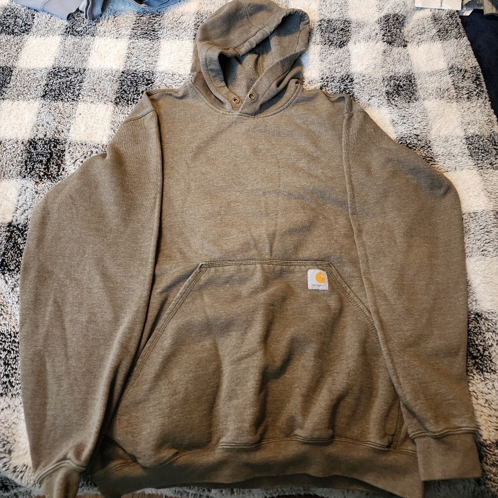 Carhartt K121 Marquette, Olive Green Hooded Work Sweatshirt, Medium